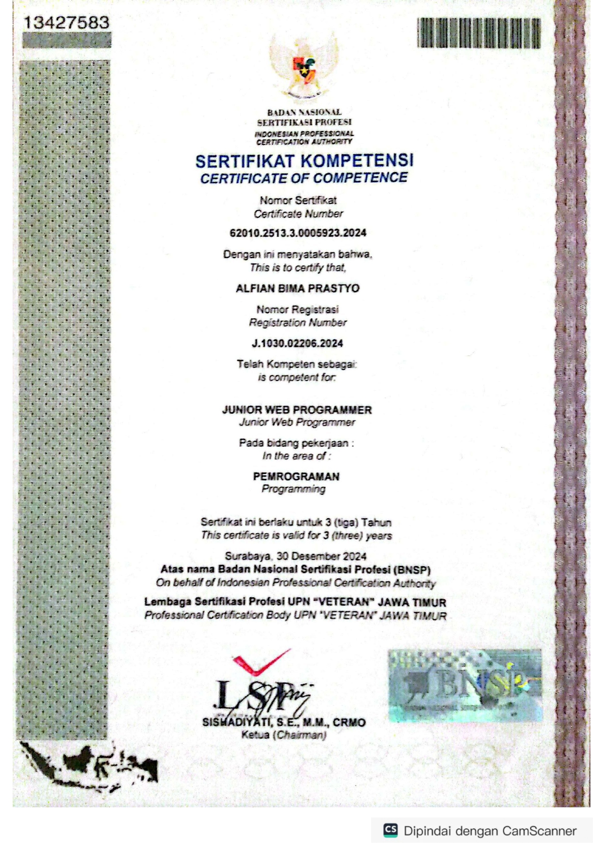 BNSP Certificate