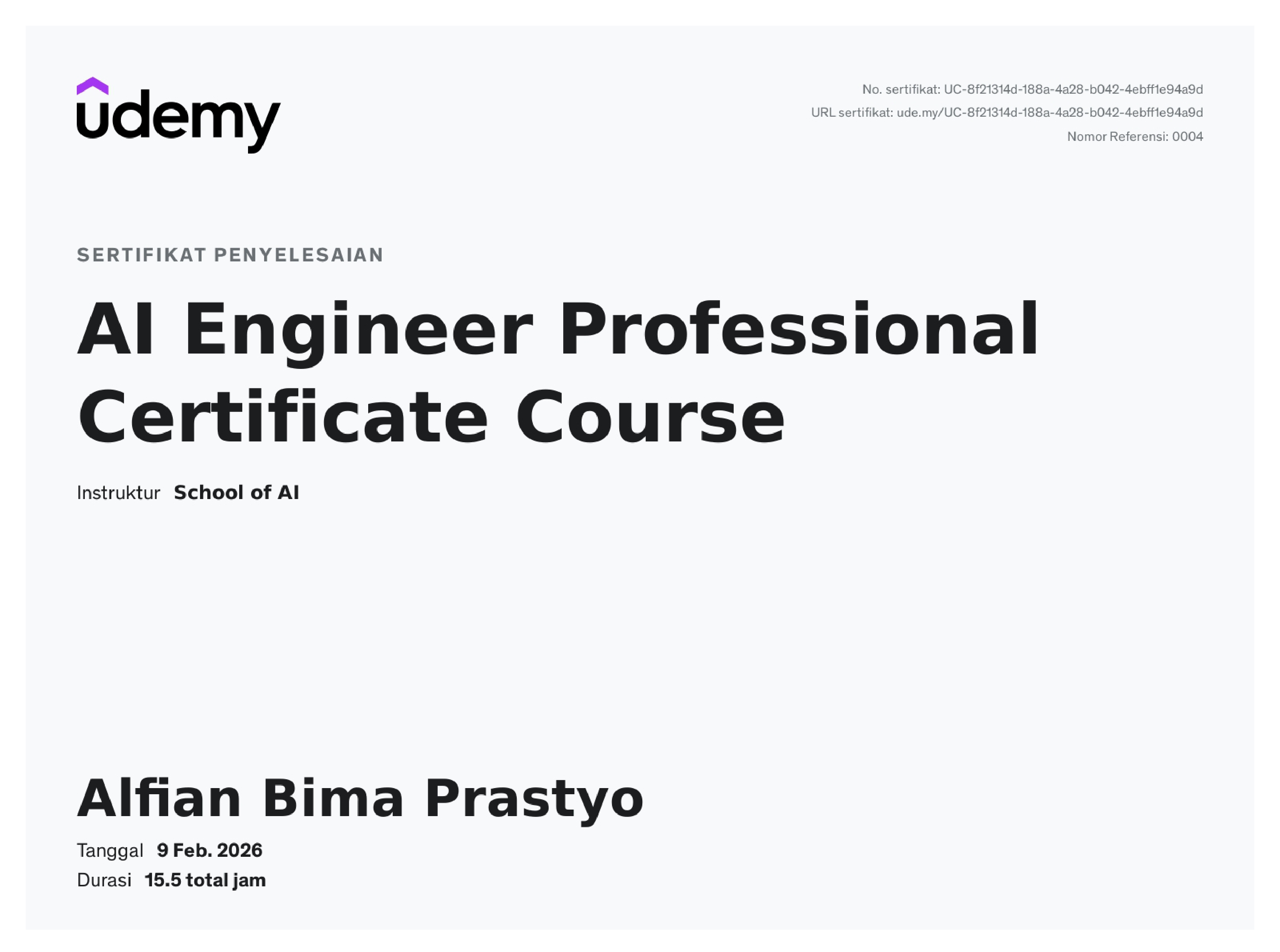 Udemy Certificate